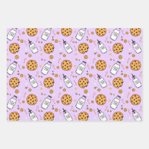 Cute Milk and Cookies Christmas Wrapping Paper 