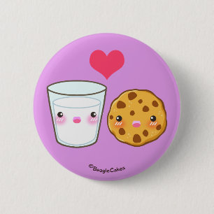 Cute Milk & Cookie Pinback Button