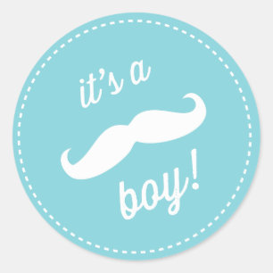 Cute Milk Moustache Baby Shower Stickers