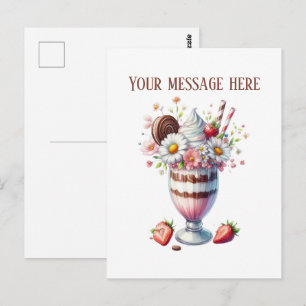 Cute milkshake add message business name  postcard