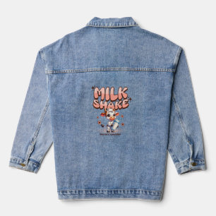 Cute Milkshake Lover Little Calf Frozen Joghurt Ba Denim Jacket
