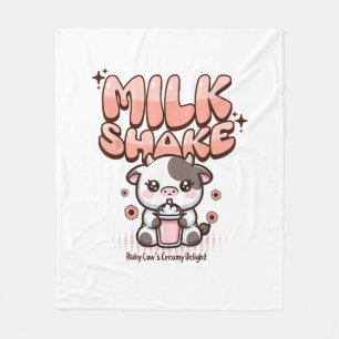 Cute Milkshake Lover Little Calf Frozen Joghurt Ba Fleece Blanket