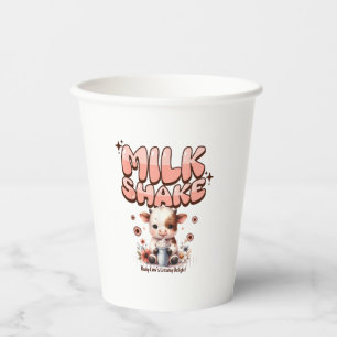 Cute Milkshake Lover Little Calf Frozen Joghurt Ba Paper Cups