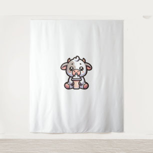 Cute Milkshake Lover Little Calf Frozen Joghurt Ba Tapestry