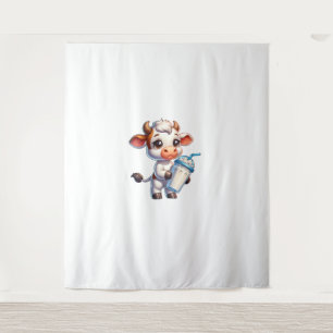 Cute Milkshake Lover Little Calf Frozen Joghurt Ba Tapestry