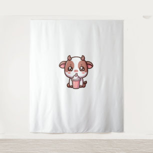 Cute Milkshake Lover Little Calf Frozen Joghurt Ba Tapestry