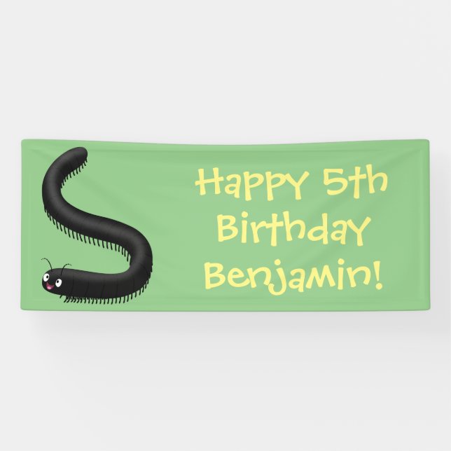 Cute millipede cartoon illustration banner (Horizontal)