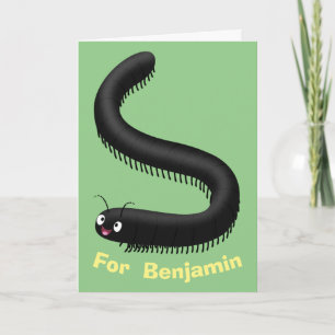 Cute millipede cartoon illustration card
