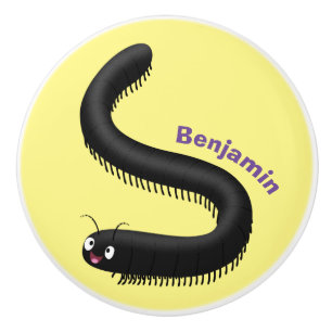 Cute millipede cartoon illustration ceramic knob