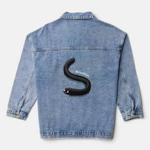 Cute millipede cartoon illustration denim jacket