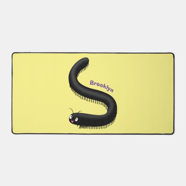 Cute millipede cartoon illustration desk mat (Front)