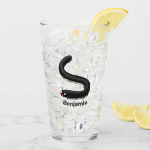 Cute millipede cartoon illustration glass