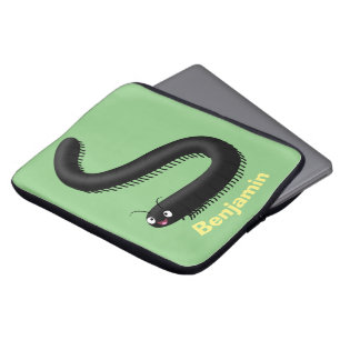 Cute millipede cartoon illustration laptop sleeve