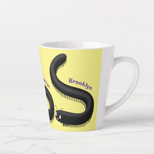 Cute millipede cartoon illustration latte mug (Right)