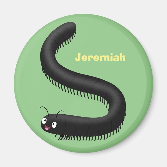Cute millipede cartoon illustration magnet (Front)