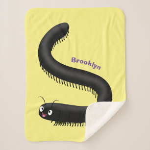 Cute millipede cartoon illustration sherpa blanket