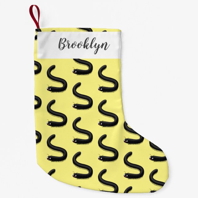 Cute millipede cartoon illustration small christmas stocking (Front)