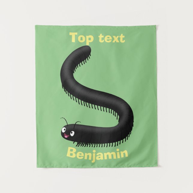 Cute millipede cartoon illustration  tapestry (Front)