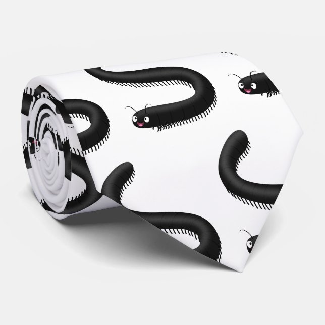 Cute millipede cartoon illustration tie (Rolled)