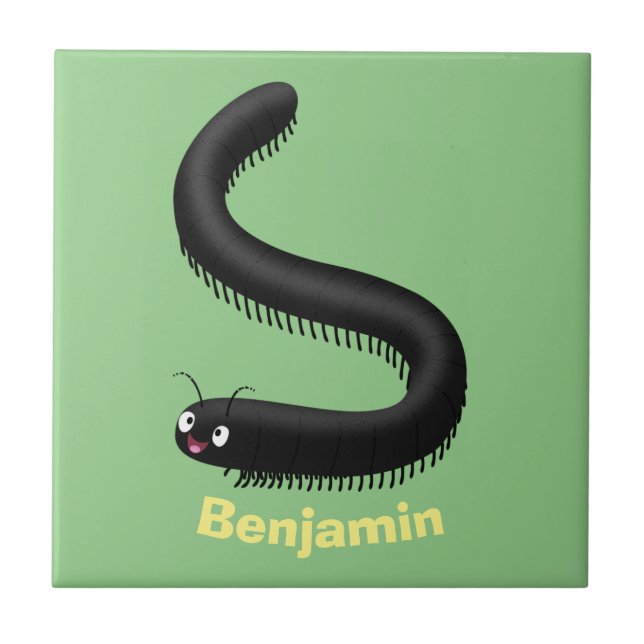 Cute millipede cartoon illustration tile (Front)