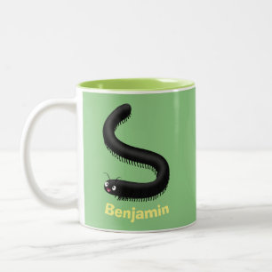 Cute millipede cartoon illustration Two-Tone coffee mug