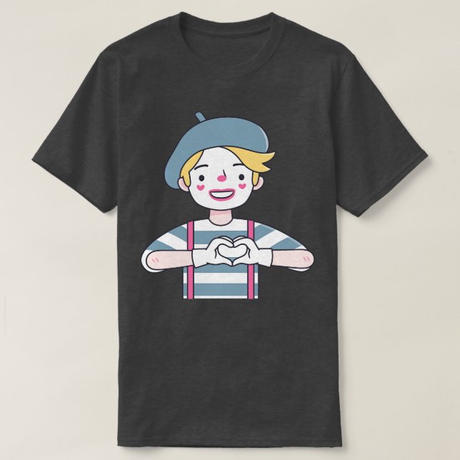 Cute Mime Sending Love To You T-Shirt (Design Front)