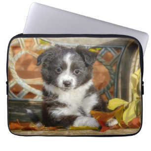 Cute Mini Aussie Shepherd Dog Bi-Colour Puppy Laptop Sleeve