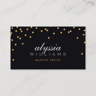CUTE mini confetti gold sparkly glitter bold black Business Card