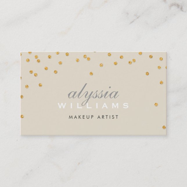 CUTE mini confetti gold sparkly glitter cream Business Card (Front)