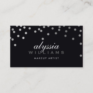 CUTE mini confetti shiny silver foil bold black Business Card