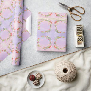 Cute Mini Flower Wreath Wrapping Paper