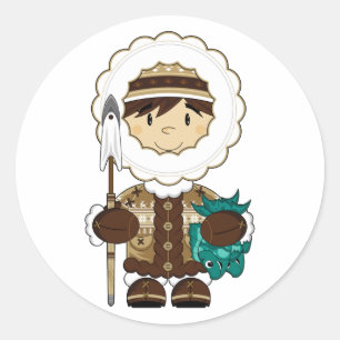 Cute Mini Inuit Fisherman Sticker