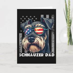 Cute Mini Schnauzer Dad Dog Fathers Day Usa Flag 4 Card
