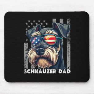 Cute Mini Schnauzer Dad Dog Fathers Day Usa Flag 4 Mouse Pad