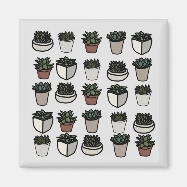 Cute mini succulent pattern magnet (Front)