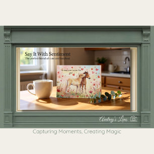 Cute Miniature Horse Storybook Valentine Flat Note Card