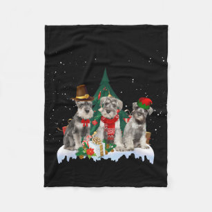 Cute Miniature Schnauzer Christmas Dog Fleece Blanket