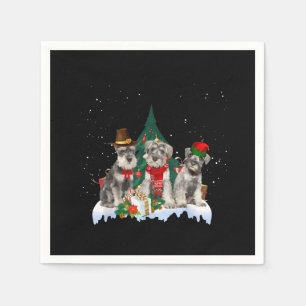 Cute Miniature Schnauzer Christmas Dog Napkin