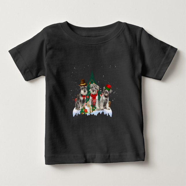 Cute Miniature Schnauzer Christmas Dog Tee T-Shirt (Front)