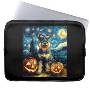 Cute Miniature Schnauzer Dog Halloween Jack O Lant Laptop Sleeve