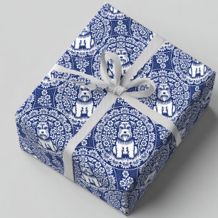 Cute Miniature Schnauzer in a Flower Garden Wrapping Paper