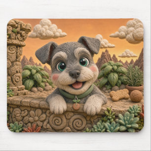 Cute Miniature Schnauzer Puppy, Baby Dog Mouse Pad