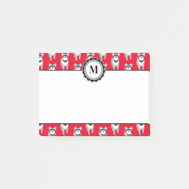 Cute Miniature Schnauzer Puppy Pattern Post-it Notes (Front)