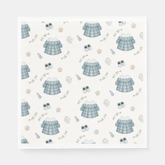 Cute Minimal Boho Clothes Pattern Baby Shower Napkin (Front)