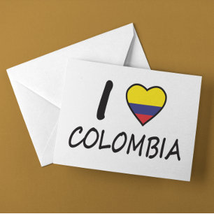 Cute Minimal I love Colombia Colombian Flag Postcard