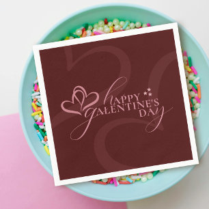 Cute Minimal Modern Chic Cream Script Galentines Napkin