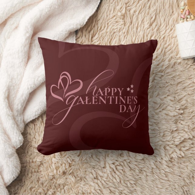 Cute Minimal Modern Maroon Script Galentine's Day Cushion (Blanket)
