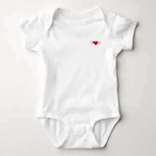 Cute Minimal Modern White Red Heart Add Your Name Baby Bodysuit