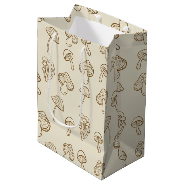 Cute Minimal Mushrooms Pattern Gift Bag (Front Angled)