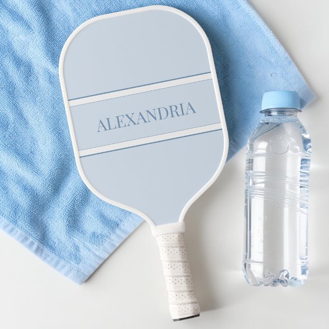 Cute Minimal Pastel Blue Grey Modern Simple Name Pickleball Paddle (Cute Minimal Pastel Blue Gray Modern Simple Name Pickleball Paddle)